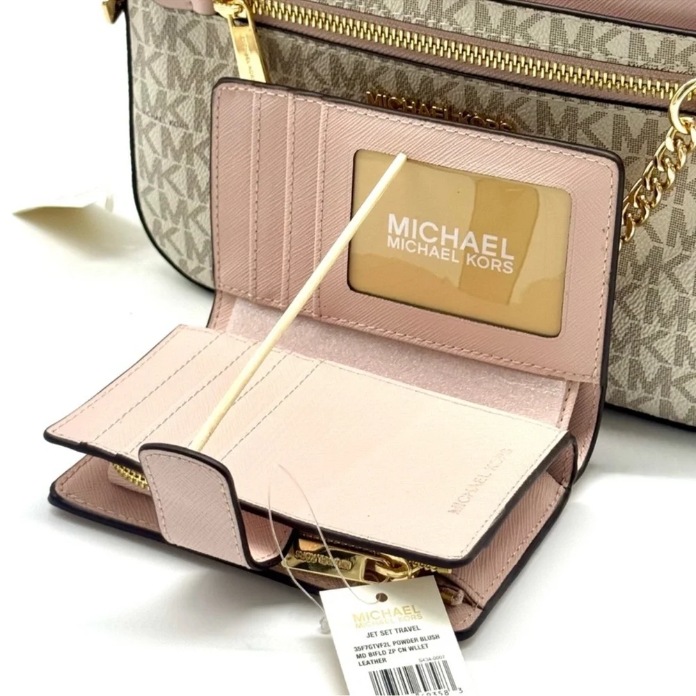 Michael Kors Large EW Zip Chain Xbody Crossbody Bag & Matching Bifold Wallet